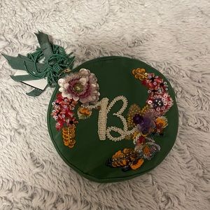 ANNA HARLOW RUSSO Anthropologie Beaded Embroidered Monogram Purse Pouch-letter B